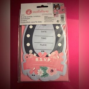 Floral Pink and Black RSVP Invitations